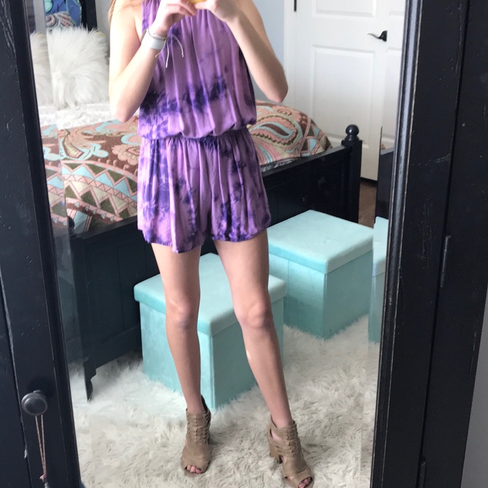 Purple tie-dye romper